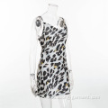 Print Leopard Short Spaghetti Strap Bodycon Backless Dresses